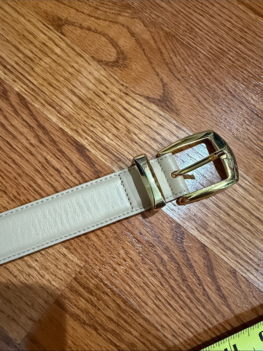 Talbots Italian Made Genuine Leather Taupe Belt with Gold Buckle- Women’s Medium - Picture 6 of 6